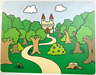 Plastic Backdrop Scene with Castle in Forest / Forest at Night Pattern, Part# multipls12