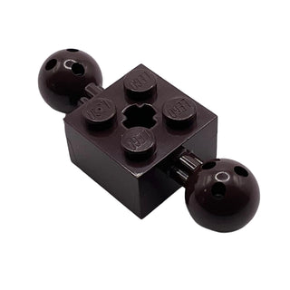 Technic, Brick Modified 2x2 with 2 Ball Joints and Axle Hole, Part# 17114 Part LEGO® Dark Brown
