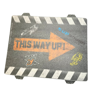 Paper Cardboard Ramp with White Curbs and Orange Arrow with 'THIS WAY UP!' Pattern, Part# 8167ppr01 Part LEGO®