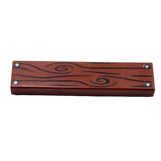 Tile 1 x 4 with Wood Grain and 4 Nails Pattern, Part# 2431pb0243 Part LEGO® Reddish Brown Very Good