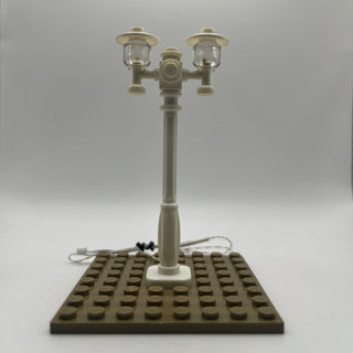 Lighting Kit, Double Lamp Post (White Pole, Amber Light) ACCDH-W/A Light up kit United Brick Co®