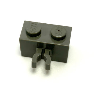 Brick, Modified 1x2 with Split U Clip Thick (Vertical Grip), Part# 30237a Part LEGO® Dark Gray  