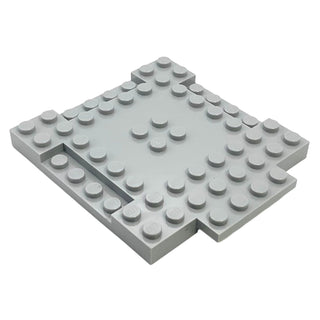 Brick, Modified 8x8x2/3 with 1x4 Indentations and 1x4 Plate, Part# 15624 Part LEGO® Light Bluish Gray