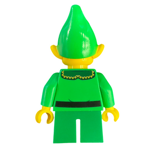 Elf - Dark Green Collar and Gold Horn, Open Mouth Smile with Freckles, hol364 Minifigure LEGO®