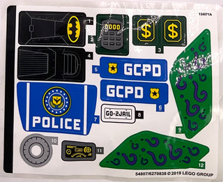 Sticker Sheet for Set Batman Batwing and the Riddler Heist, 76120 - (54807/6270838), Part# 76120stk01