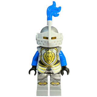 Castle - King's Knight Armor with Lion Head with Crown, Helmet with Pointed Visor, Blue Plume, Angry Face, cas532 Minifigure LEGO®