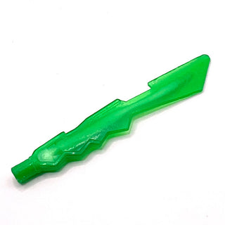 Minifigure, Weapon Sword Blade with Jagged Edges and Bar End with Marbled White Pattern, Part# 11439pb01 Part LEGO® Trans-Green