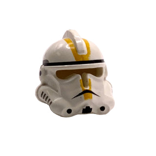 Minifigure, Headgear Helmet SW Clone Trooper Ep. 3 with Dark Yellow Stripes Pattern, Part# 50995pb03 Part LEGO® White Very Good