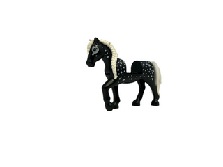 Horse with 2 x 2 Cutout and Movable Neck with Molded White Tail and Braided Mane and Printed White Spots Pattern, bb1279c02pb01 Minifigure LEGO®