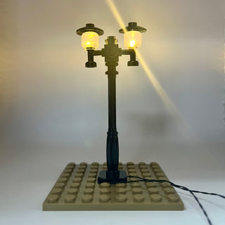 Lighting Kit, Double Lamp Post, Double Connector (Black Pole, Amber Light) ACCDHLA-B/A Light up kit United Brick Co®