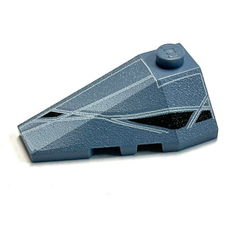 Wedge 4 x 2 Triple Left with Alpha Team Arctic Speeder Pattern, Part# 43710pb01 Part LEGO® Sand Blue