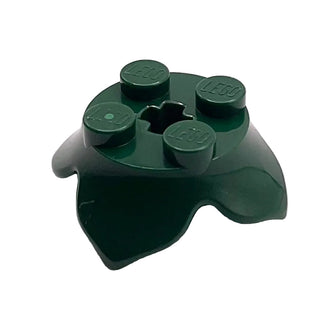 Plant Leaves 2x2 with Four Petals and Axle Hole, Part# 15469 Part LEGO® Dark Green