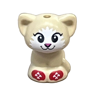 Cat, Mini Doll Style, Baby Kitten, with Red Holiday Socks/Mittens Pattern, 69902pb08 - LEGO® Friends Animal