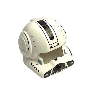 Minifigure, Headgear Helmet SW Clone Pilot with Open Visor with Black Markings Pattern, Part# 87557pb01 Part LEGO® White Very Good