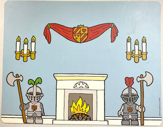 Plastic Backdrop Scene with Room Interior with Fireplace / Castle Gate Pattern, Part# multipls11