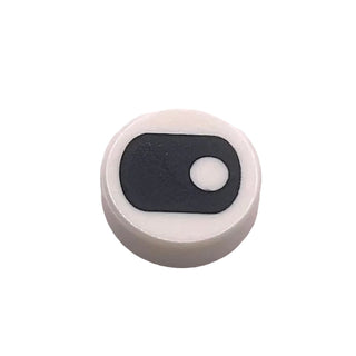 Tile, Round 1 x 1 with Black Eye Squinting with Pupil Vertically Centered Pattern, Part# 98138pb204 Part LEGO® White