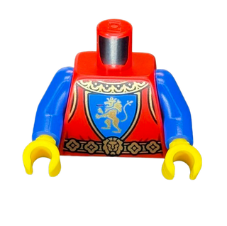 Torso Castle Surcoat, Gold Collar and Belt, Lion with Raised Foot on Blue Shield Emblem Pattern / Blue Arms / Yellow Hands, Part# 973pb4841c01 Minifigure LEGO®