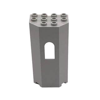 Panel 3x4x6 Turret Wall with Window, Part #30246 Part LEGO® Light Gray Very Good