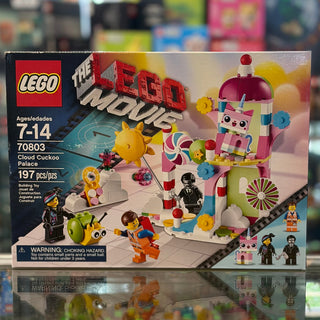 LEGO The LEGO Movie Cloud Cuckoo Palace set 70803 box with colorful building structure and minifigures displayed.