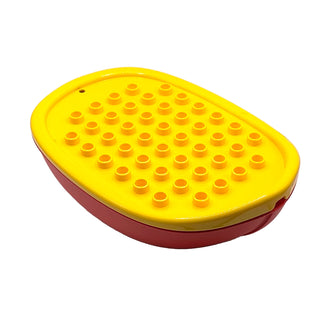 Duplo Boat Hull Unitary 7 x 12 with Yellow Top (15576 + 15575), Part# 15576c02 Part LEGO® Red Very Good