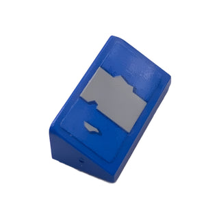 Slope 30 1 x 2 x 2/3 with Gray Stripe and Peeling Paint Pattern (Sticker), Part# 85984pb268 Part LEGO® Blue Very Good