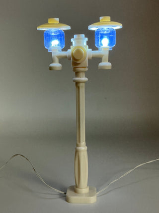 Light-Up White Double Lamp Post, DIY System, Reconnectable, ACCDH-LA Light up kit United Brick Co® White Light