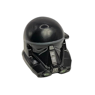 Minifigure, Headgear Helmet SW Death Trooper with Dark Bluish Gray and Silver Lines and Bright Green Lights Pattern, Part# 26793pb01 Part LEGO® Black Very Good