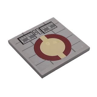 Tile 6 x 6 with Dark Red SW Semicircles Pattern (Sticker), Part# 6881pb04 Part LEGO® Light Bluish Gray Very Good