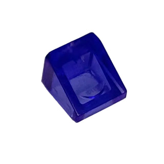Blue slope brick with angled top surface and square base, viewed from above at an angle.