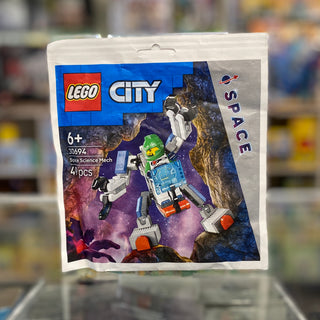 LEGO City Space Science Mech polybag set 30694 with 41 pieces featuring a small mech robot and minifigure.