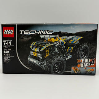 LEGO Technic Quad Bike set 42034 box with yellow and blue ATV model featured on packaging.