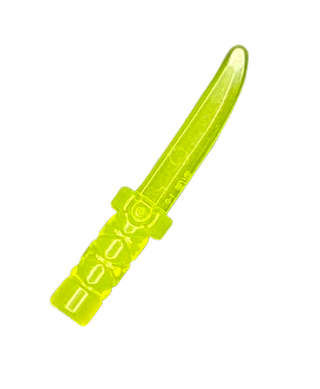 Minifigure, Weapon Knife with Flat Hilt End and Curved Blade, Cross Hatched Grip, Part #37341b Part LEGO® Trans-Neon Green