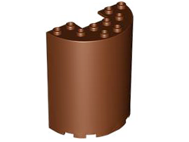 Cylinder Half 3x6x6 with 1x2 Cutout, Part# 87926 Part LEGO® Reddish Brown 1 Part