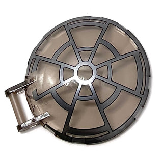 Dish 6 x 6 Inverted with Bar Handle with SW 8 Spoke Death Star Window Pattern, Part# 18675pb03 Part LEGO® Trans-Brown
