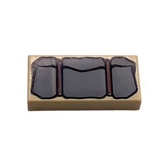 Tile 1x2 with Dark Gray Bedroll Pattern, Part# 3069pb0047 Part LEGO® Tan Very Good