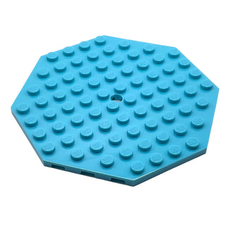 Plate, Modified 10x10 Octagonal with Hole, Part# 89523 Part LEGO® Medium Azure