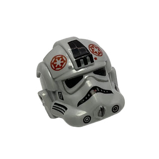 Minifigure, Headgear Helmet SW Stormtrooper Type 2, AT-AT Driver Dark Red Imperial Logo and Small Black Plates on Sides Pattern, Part# 87556pb11 Part LEGO® Light Bluish Gray Very Good