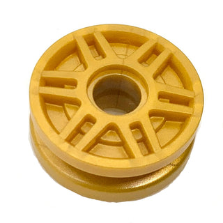 Wheel 18mm D. x 8mm with Fake Bolts and Deep Spokes with Inner Ring, Part# 13971 Part LEGO® Pearl Gold