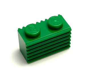 Brick, Modified 1x2 with Grille/Fluted Profile, Part# 2877 Part LEGO® Green  