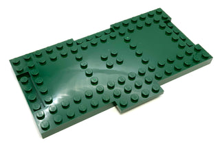 Brick, Modified 8x16x2/3 with 1x4 Indentations and 1x4 Plate, Part# 18922 Part LEGO® Dark Green  