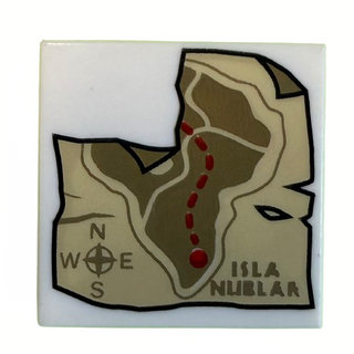 Tile 2 x 2 with Isla Nublar Map Pattern Part# 3068pb1253 Part LEGO® White
