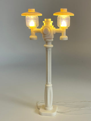 Light-Up White Double Lamp Post, DIY System, Reconnectable, ACCDH-LA Light up kit United Brick Co® Amber Light