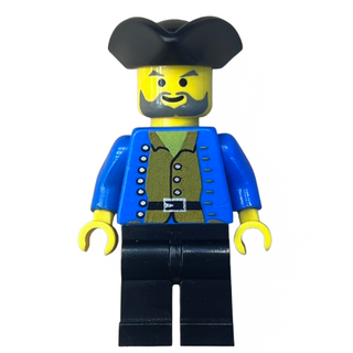 Pirate Brown Shirt, Black Pirate Triangle Hat, pi033 - LEGO® Pirates Minifigure Minifigure LEGO® Like New