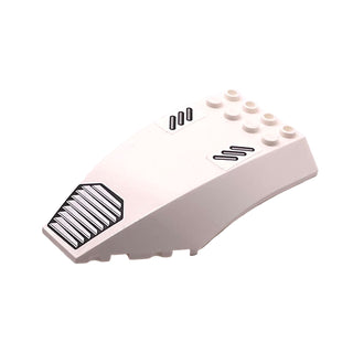 Windscreen 10 x 6 x 2 Curved with Grille and Vents Pattern (Sticker), Part# 45705pb010 Part LEGO® White Very Good