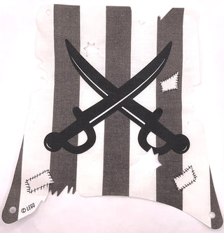Cloth Sail with Cannonball Damage with Dark Gray Stripes and Black Crossed Swords Pattern, Part# 71304 Part LEGO® White Very Good