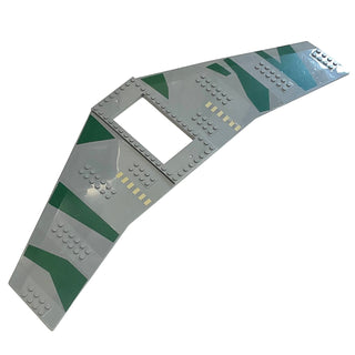 Wing Plate 20 x 56 with 6 x 10 Cutout and No Holes with Camouflage Pattern (Stickers), Part# 54093pb01 Part LEGO® Dark Bluish Gray Very Good