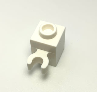 Brick, Modified 1x1 with Open U Clip (Vertical Grip) - Hollow Stud, Part# 60475b Part LEGO® White  