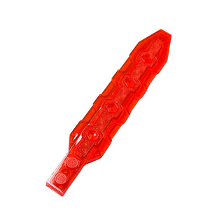 Plate, Modified 1 x 13 Sword with Angled Side Extensions, Textured Panel Insert with Hexagons, Part# 27934 Part LEGO® Trans-Neon Orange
