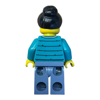 Woman with Dark Turquoise Jacket over Dark Purple Shirt, hol353 - LEGO® Holiday Minifigure