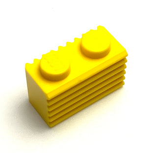 Brick, Modified 1x2 with Grille/Fluted Profile, Part# 2877 Part LEGO® Yellow  